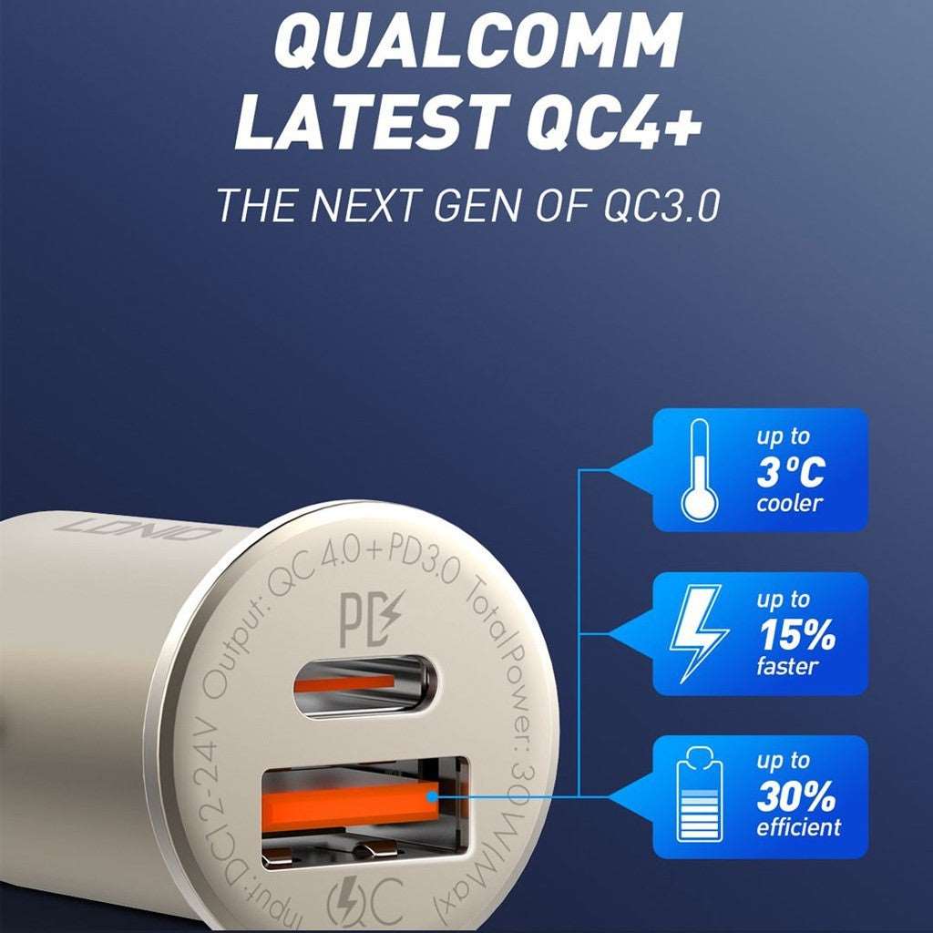 LDNIO C506Q | 30W PD Car Charger | Dual Ports (Type-C & USB) Mobile Cable Store