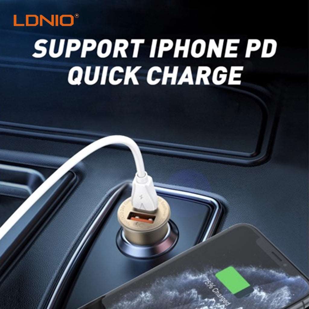 LDNIO C506Q | 30W PD Car Charger | Dual Ports (Type-C & USB) Mobile Cable Store