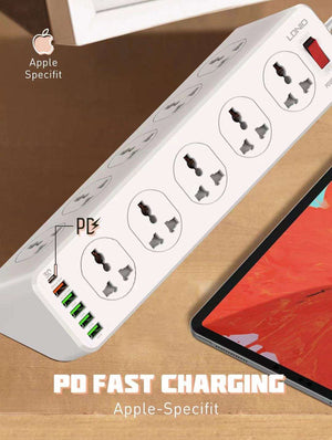 LDNIO SC10610 | 2500W PD & QC3.0 Power Socket  | With 32W Type-C & USB Ports Mobile Cable Store