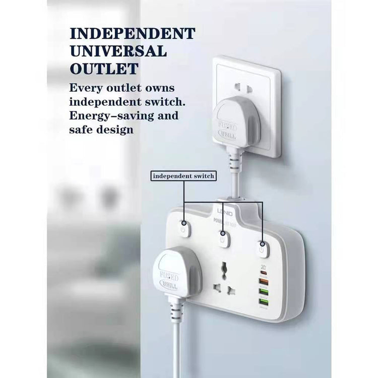 LDNIO SC2413 | 2500W PD & QC3.0 Power Socket  | With 20W Type-C & USB Ports Mobile Cable Store