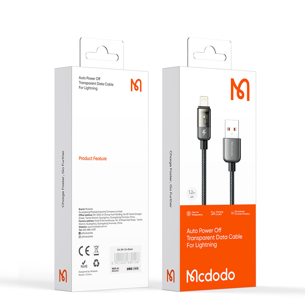 Mcdodo CA-314 | USB to Lightning Mobile Cable | Auto Power Off Mobile Cable Store