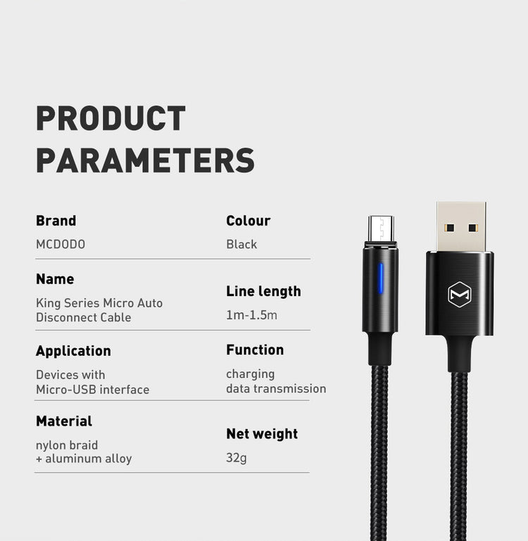 Mcdodo CA-616 | USB to Micro Mobile Cable | Auto Power Off Mobile Cable Store