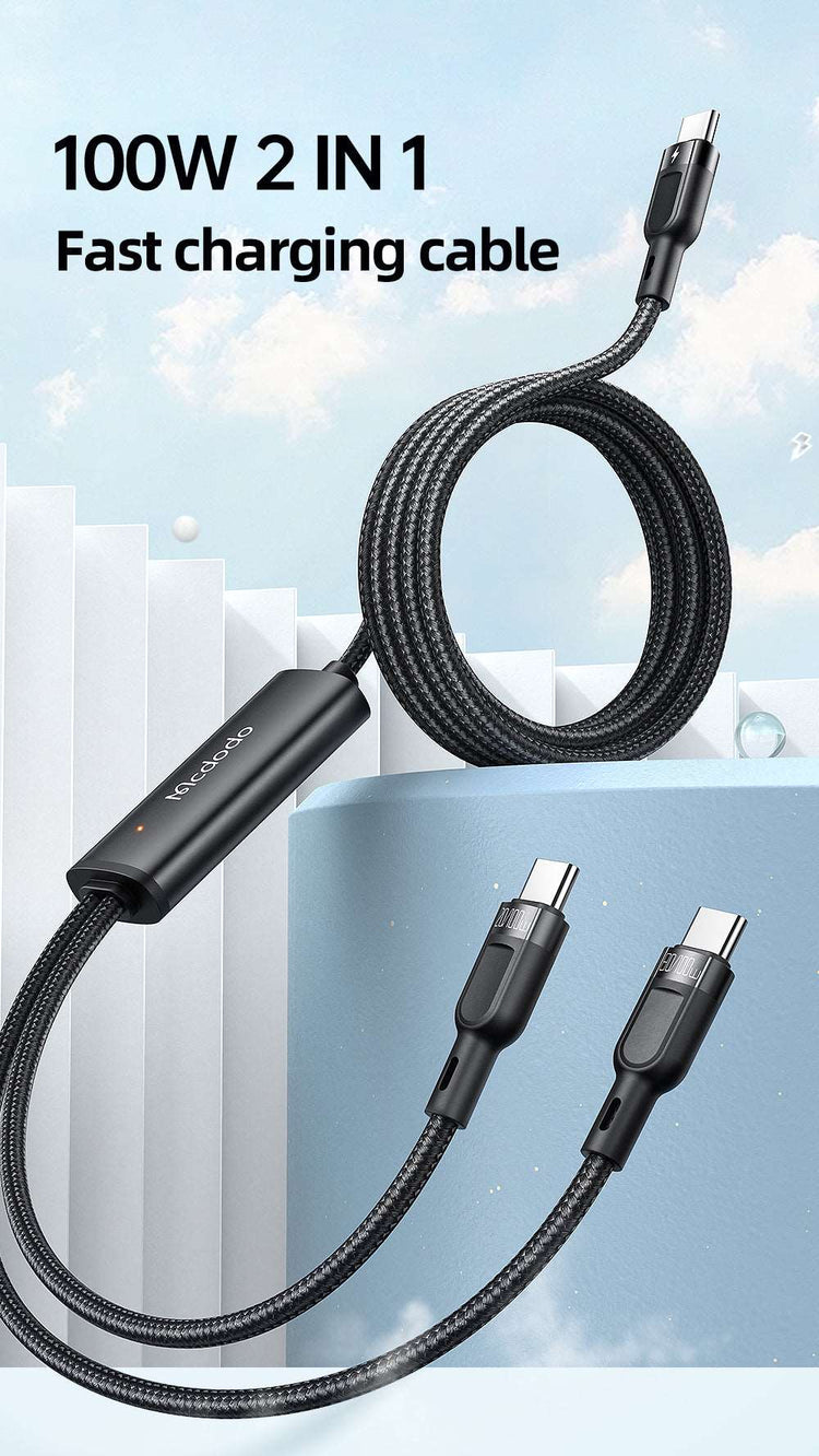 Mcdodo CA-747 | Type-C to Dual Type-C Mobile Cable | 2-in-1 Cable Mobile Cable Store
