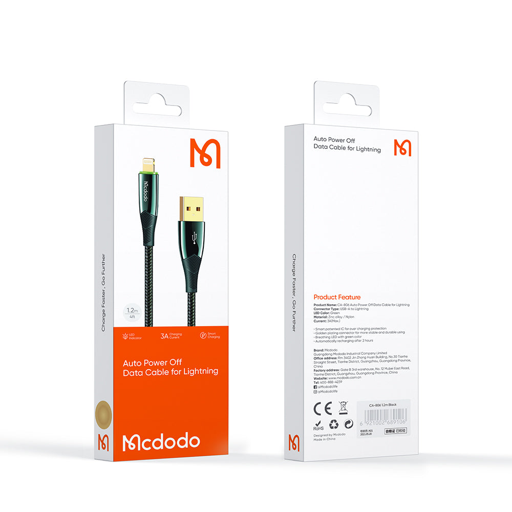 Mcdodo CA-806 | USB to Lightning Mobile Cable | Auto Power Off Mobile Cable Store