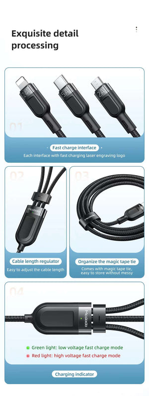 Mcdodo CA-879 | USB to Type-C, Lightning & Micro Mobile Cable | 3-in-1 Cable Mobile Cable Store