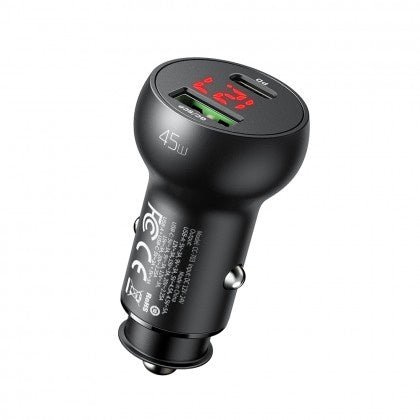 Mcdodo CC-703 | 45W PD Car Charger With Digital Display | Dual Ports (Type-C & USB) Mobile Cable Store