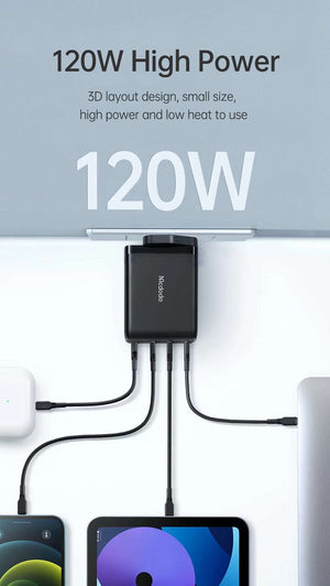 Mcdodo CH-076 | 120W PD Fast Charger | Quad Ports (Type-C & USB) Mobile Cable Store