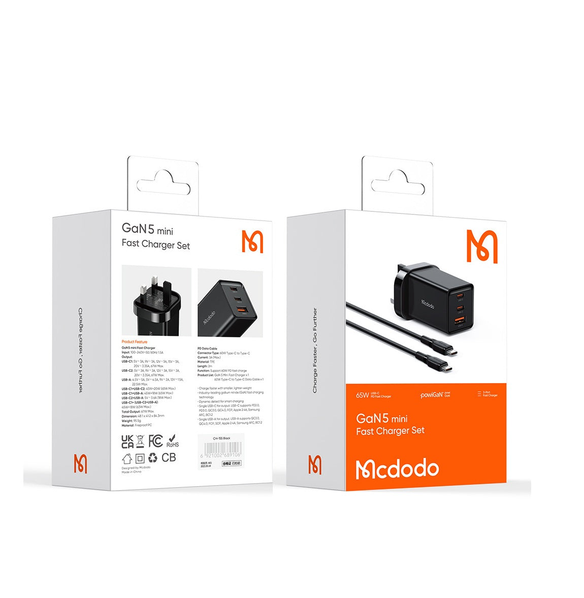 Mcdodo CH-155 | 67W PD Fast Charger | Triple Ports (Type-C & USB) Mobile Cable Store