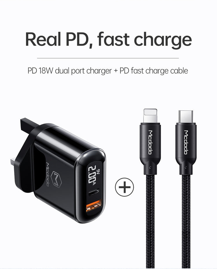 Mcdodo CH-723 | 20W PD Fast Charger | Dual Ports (Type-C & USB) Mobile Cable Store