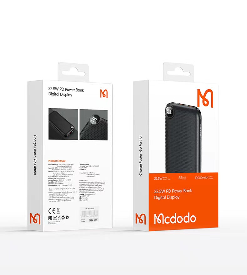 Mcdodo MC-847 | Powerbank 10000 mAh 22.5W | With Digital Display Mobile Cable Store