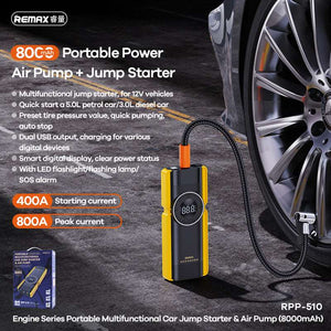 Remax RPP-510 | Multi-Functional Powerbank 8000 mAh | Car Jump Starter & Air Pump Mobile Cable Store