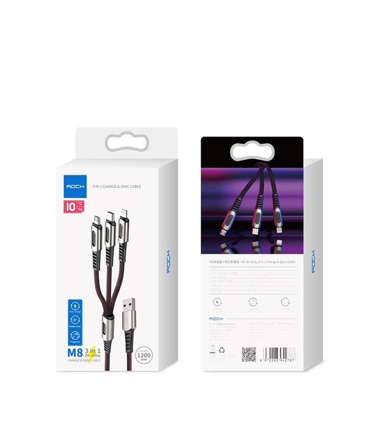 Rock RCB0735 | USB to Type-C, Lightning & Micro Mobile Cable | 3-in-1 Cable Mobile Cable Store
