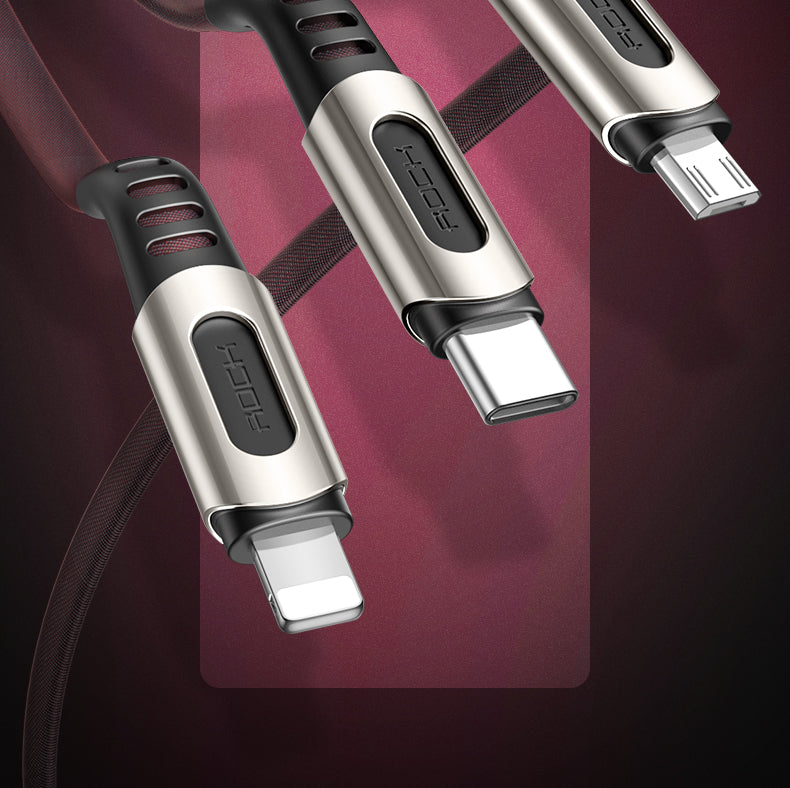 Rock RCB0735 | USB to Type-C, Lightning & Micro Mobile Cable | 3-in-1 Cable Mobile Cable Store