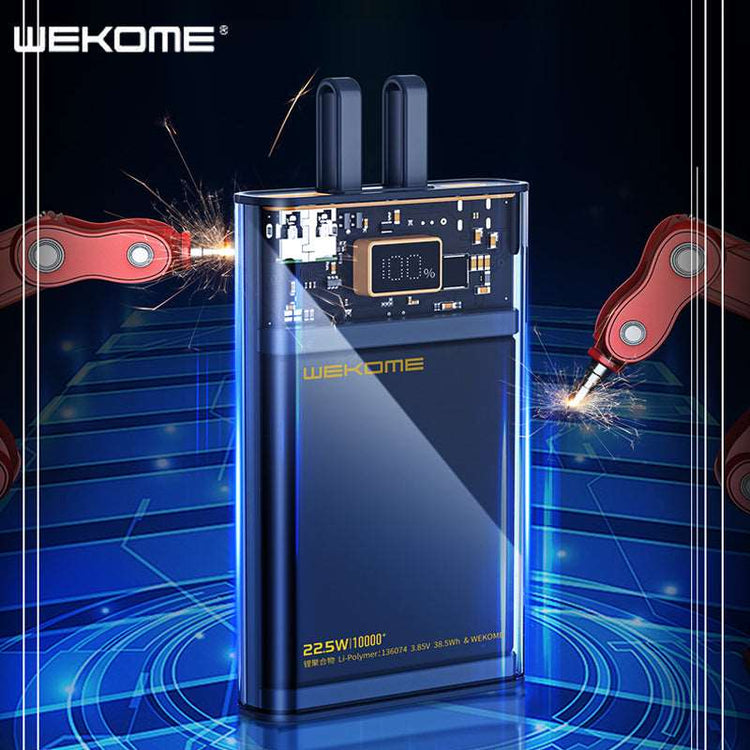 Wekome WP-323 | Powerbank 10000 mAh 22.5W | With Built-In Cable Mobile Cable Store